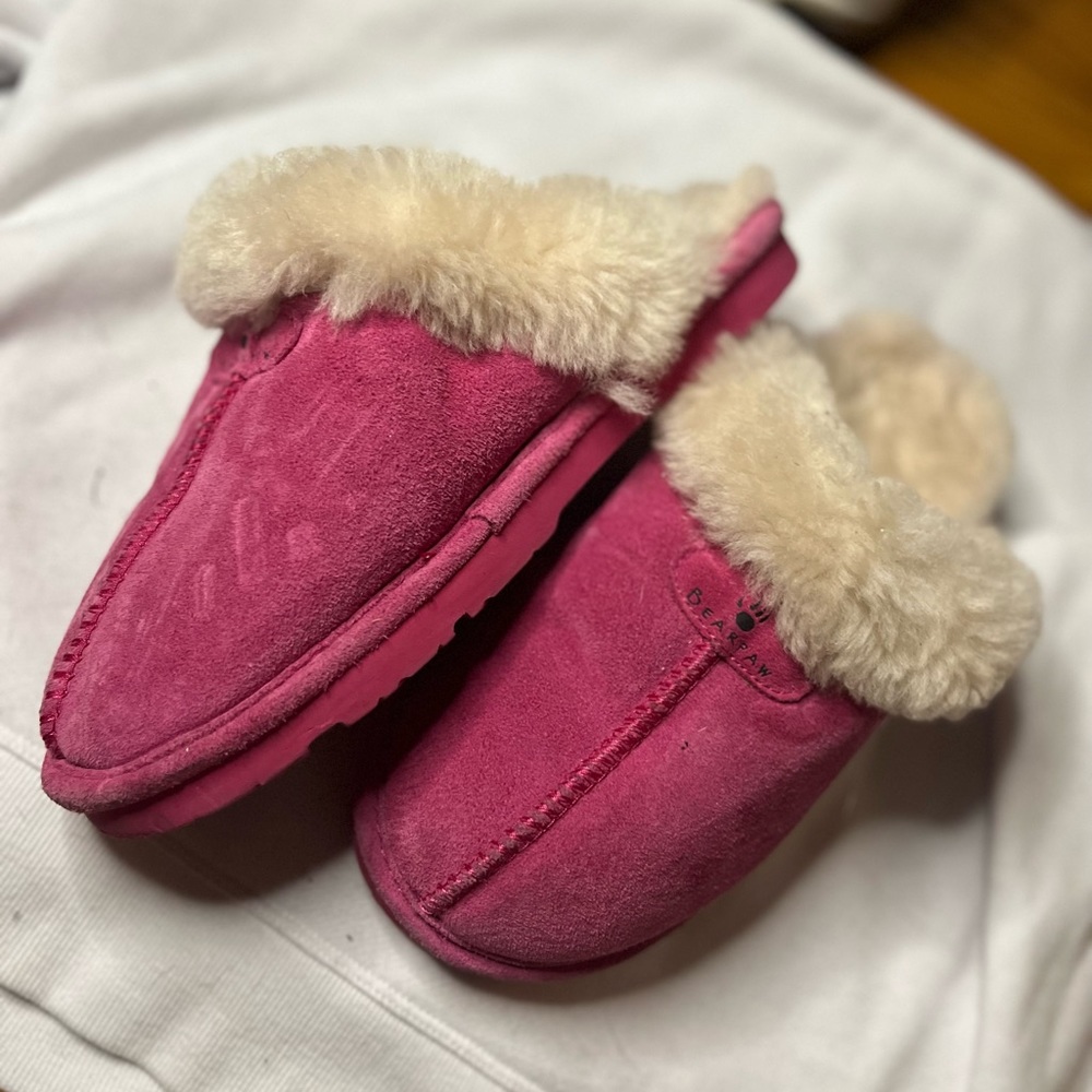 Pink bear paw slippers